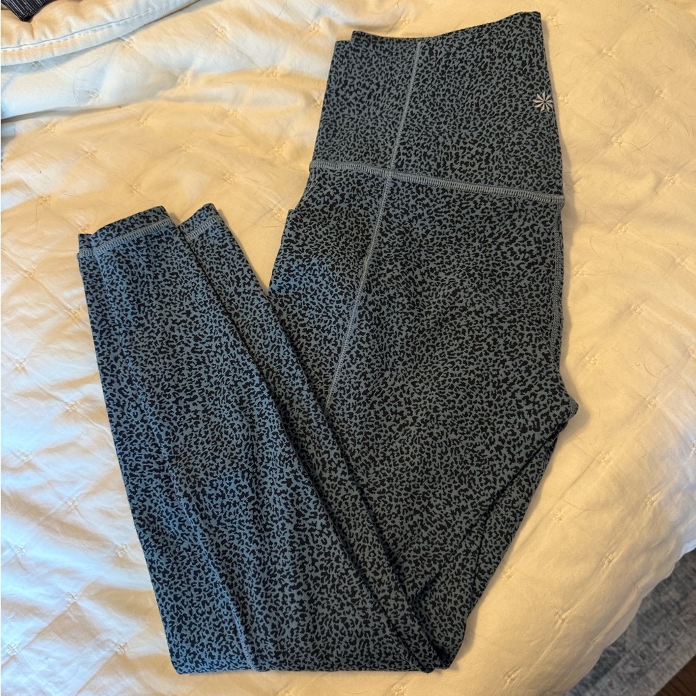 Athleta Dark Teal Leopard Print High-Waist Leggings